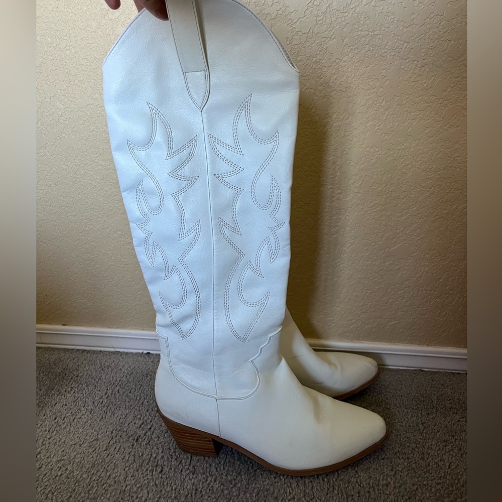 Billini White Western Knee-High Heeled Boots